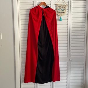 Halloween red black hooded cape.